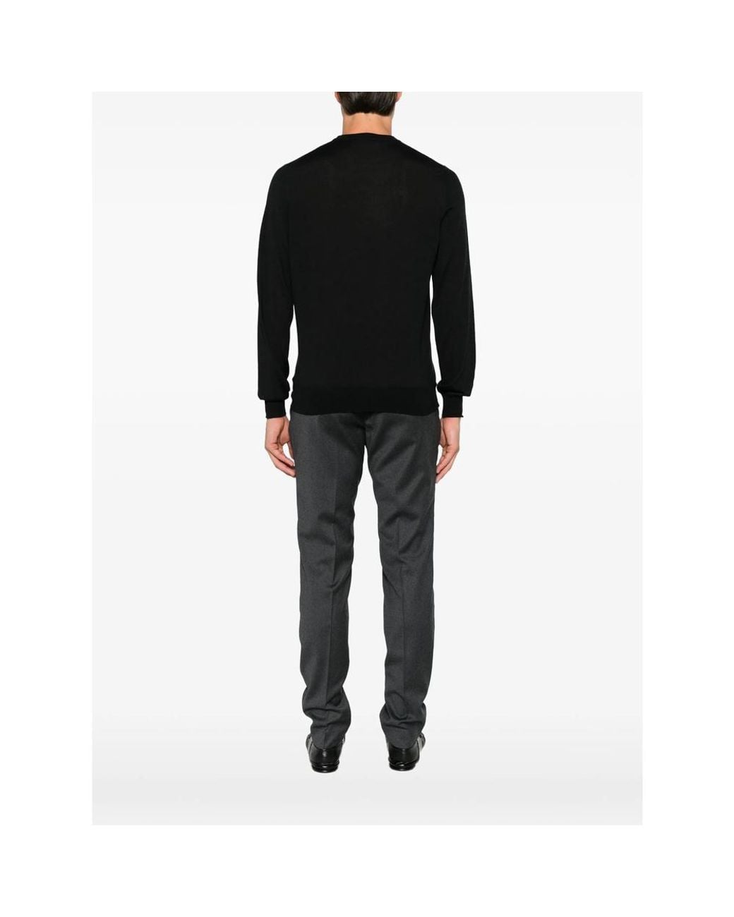 La Fileria Black Crew-Neck Long-Sleeve Sweater for men