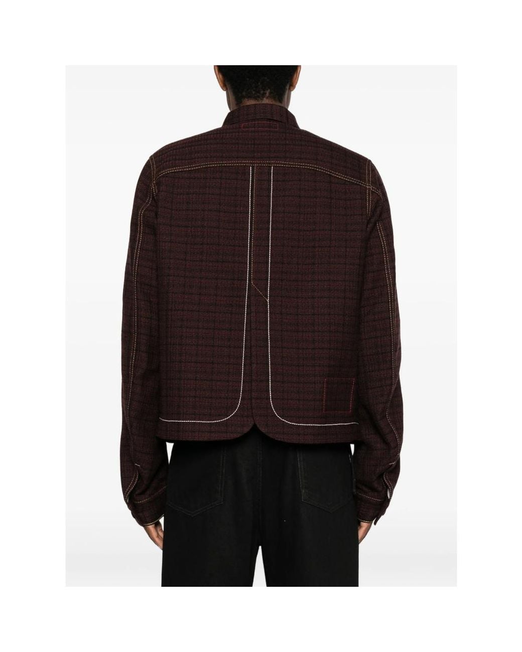 Junya Watanabe Brown X Levi's Check Contrast-Stitch Shirt Jacket for men