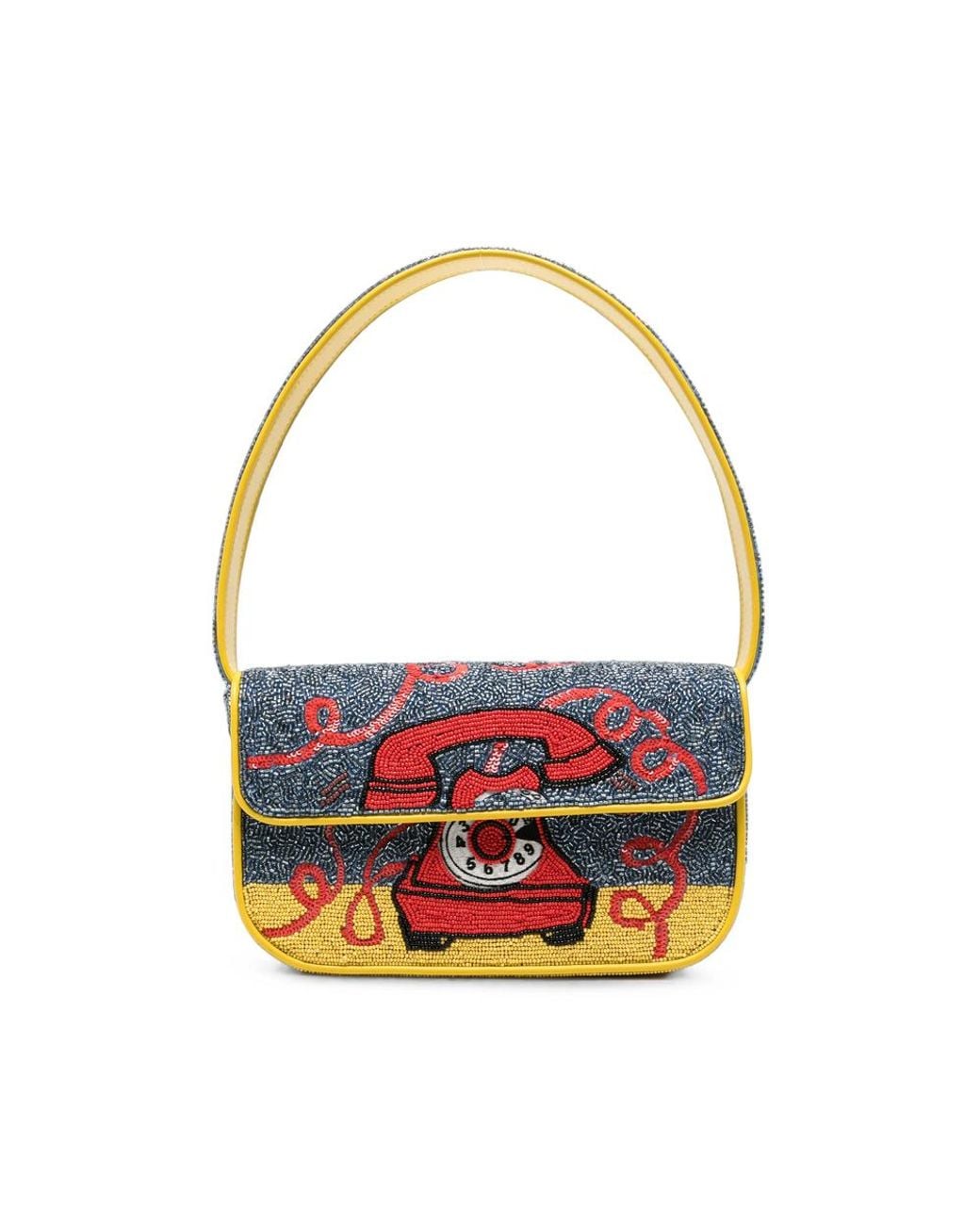Staud Blue Tommy Hotline Bead-Embellished Shoulder Bag
