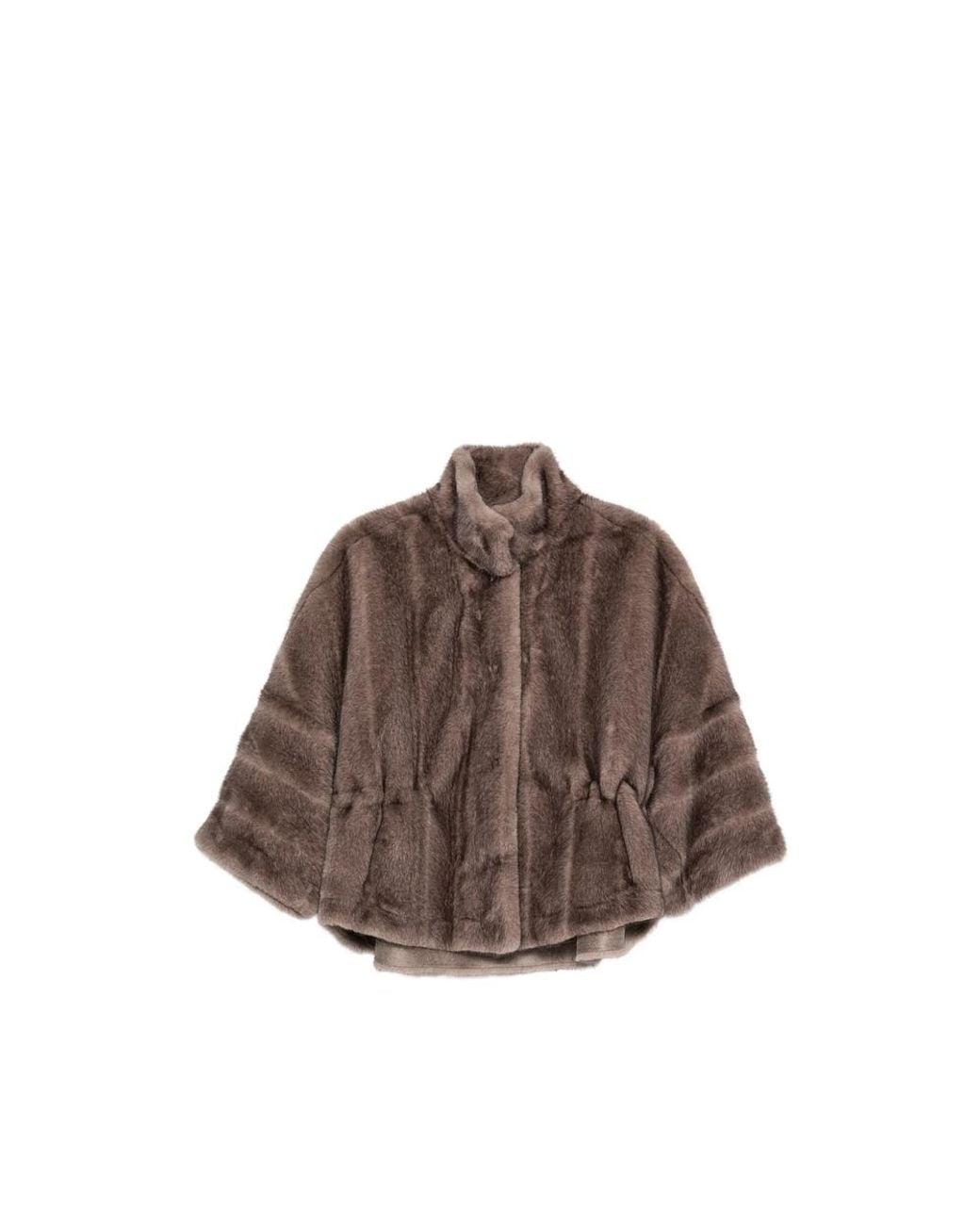 VALENTINI 1972 Brown High-Neck Drawstring-Waist Jacket