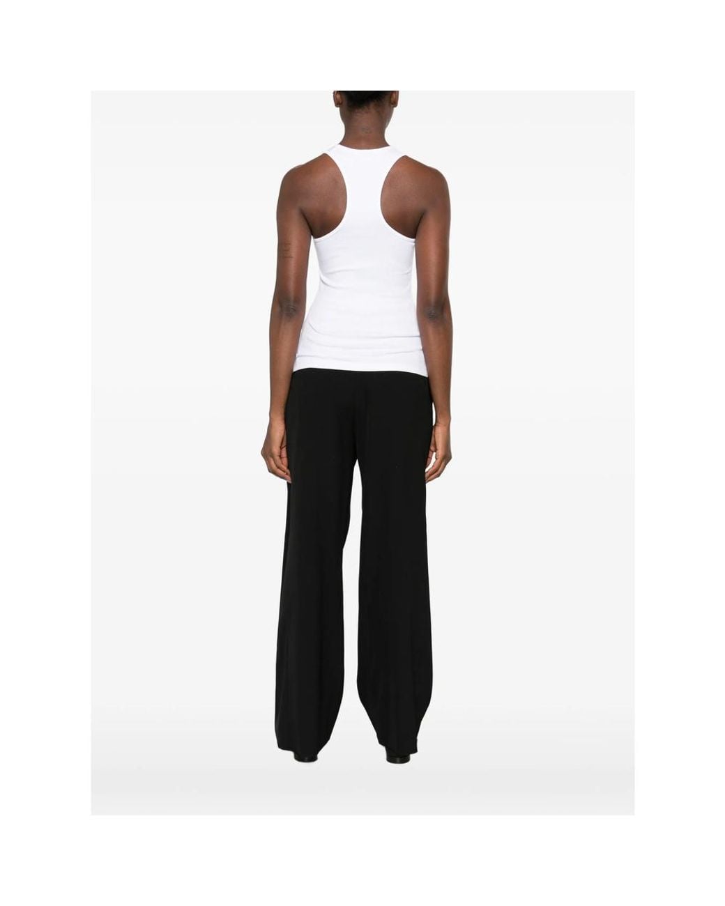 Stella McCartney White Slogan-Print Racerback Tank Top