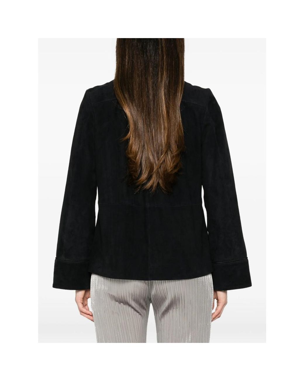Forte_forte Black Suede Mandarin-Collar Jacket