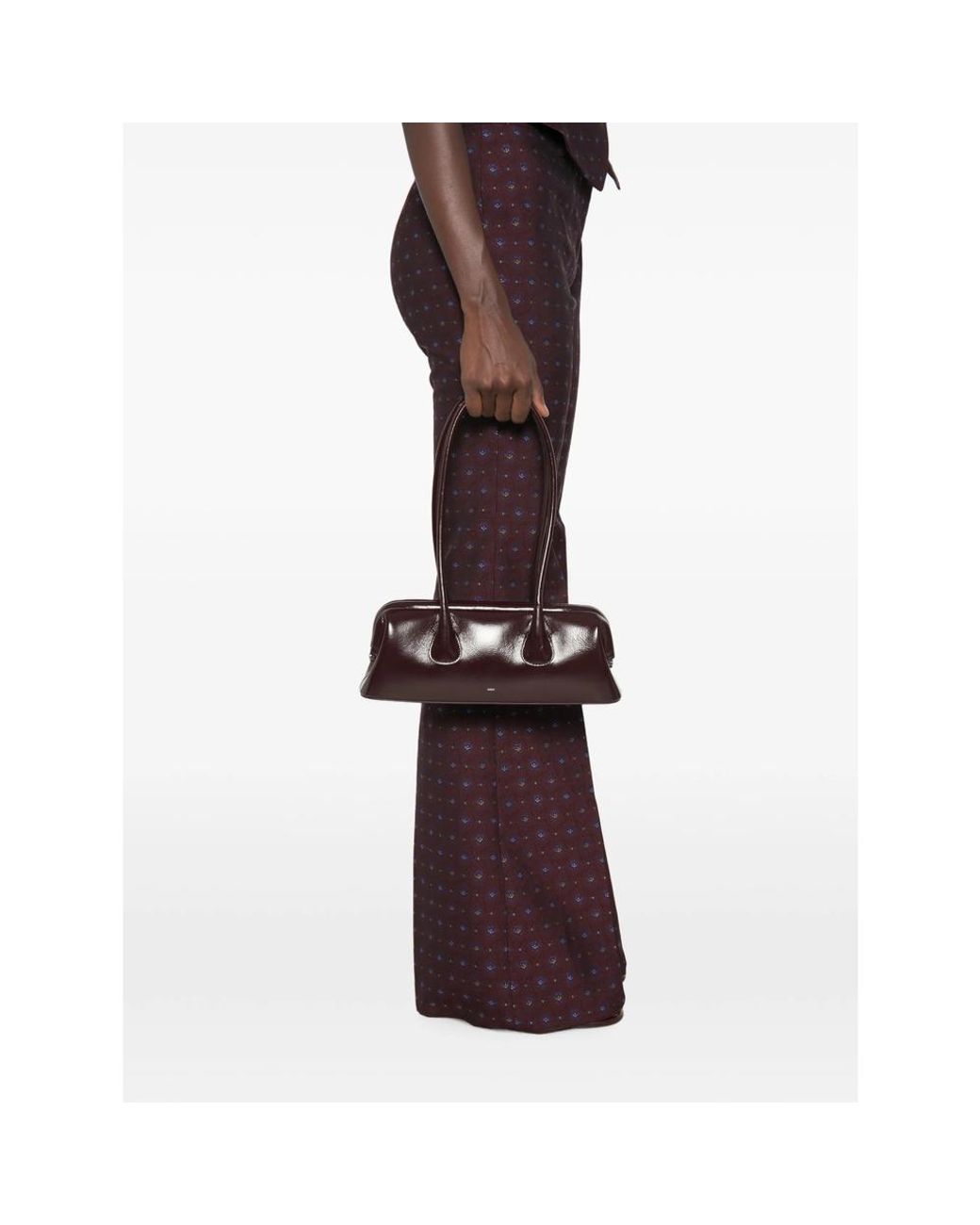 OSOI Brown Mini Boat Wide Leather Shoulder Bag
