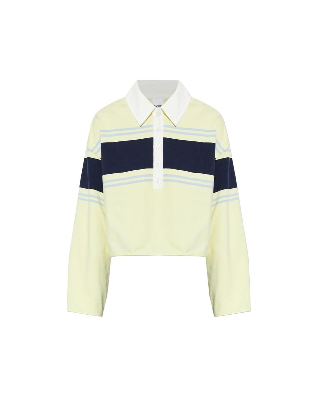 Re/done Yellow Striped Polo Top