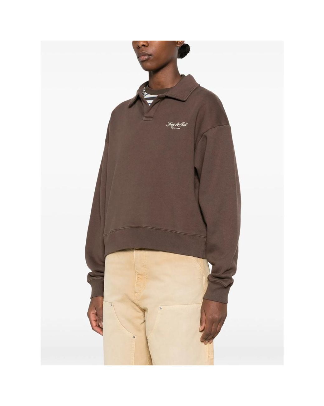 Sporty & Rich Brown Logo-Embroidered Sweatshirt
