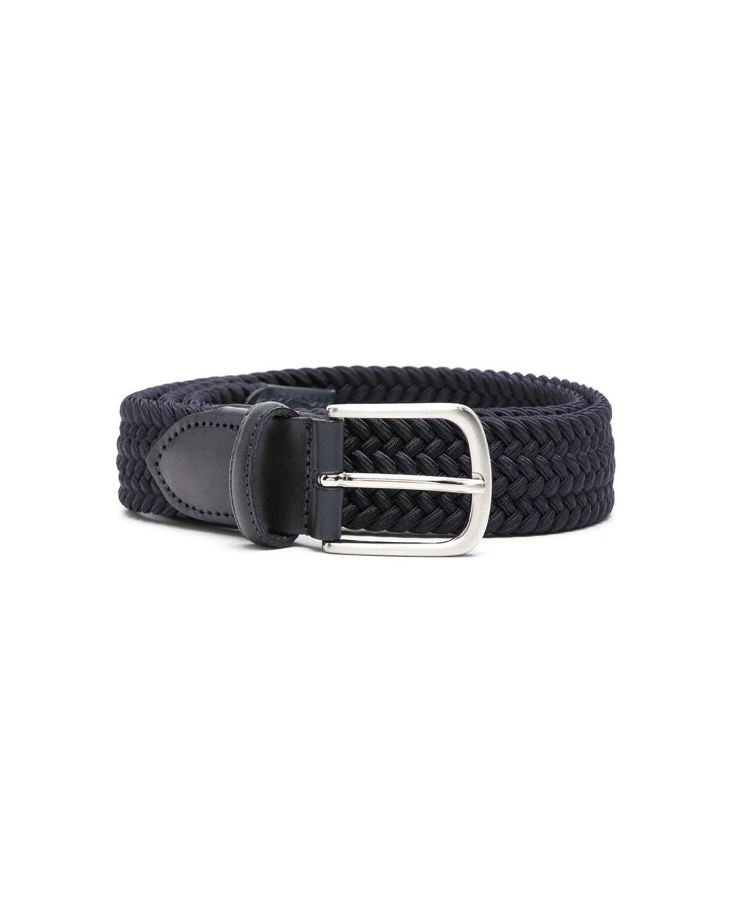 Eraldo Black Leather-Trim Interwoven Belt for men