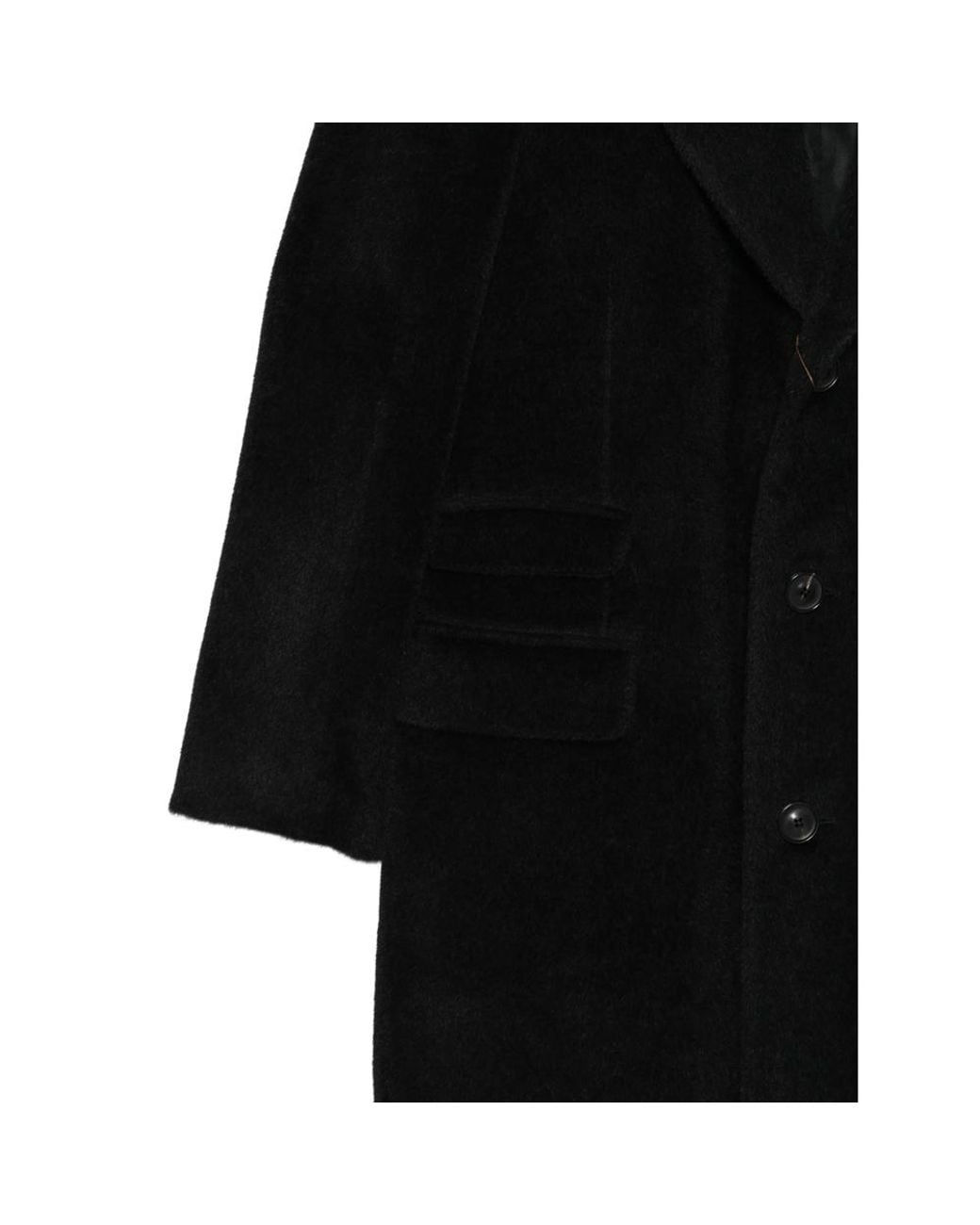 Canali Black Single-Breasted Notched-Lapels Coat for men