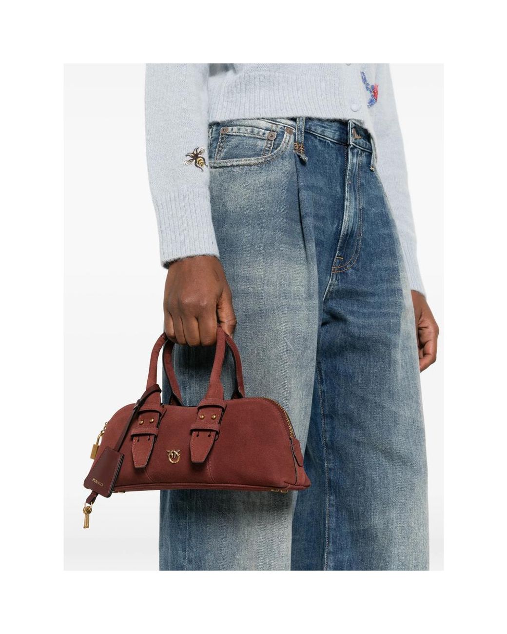 Pinko Brown Tote Bag With Padlock Detail