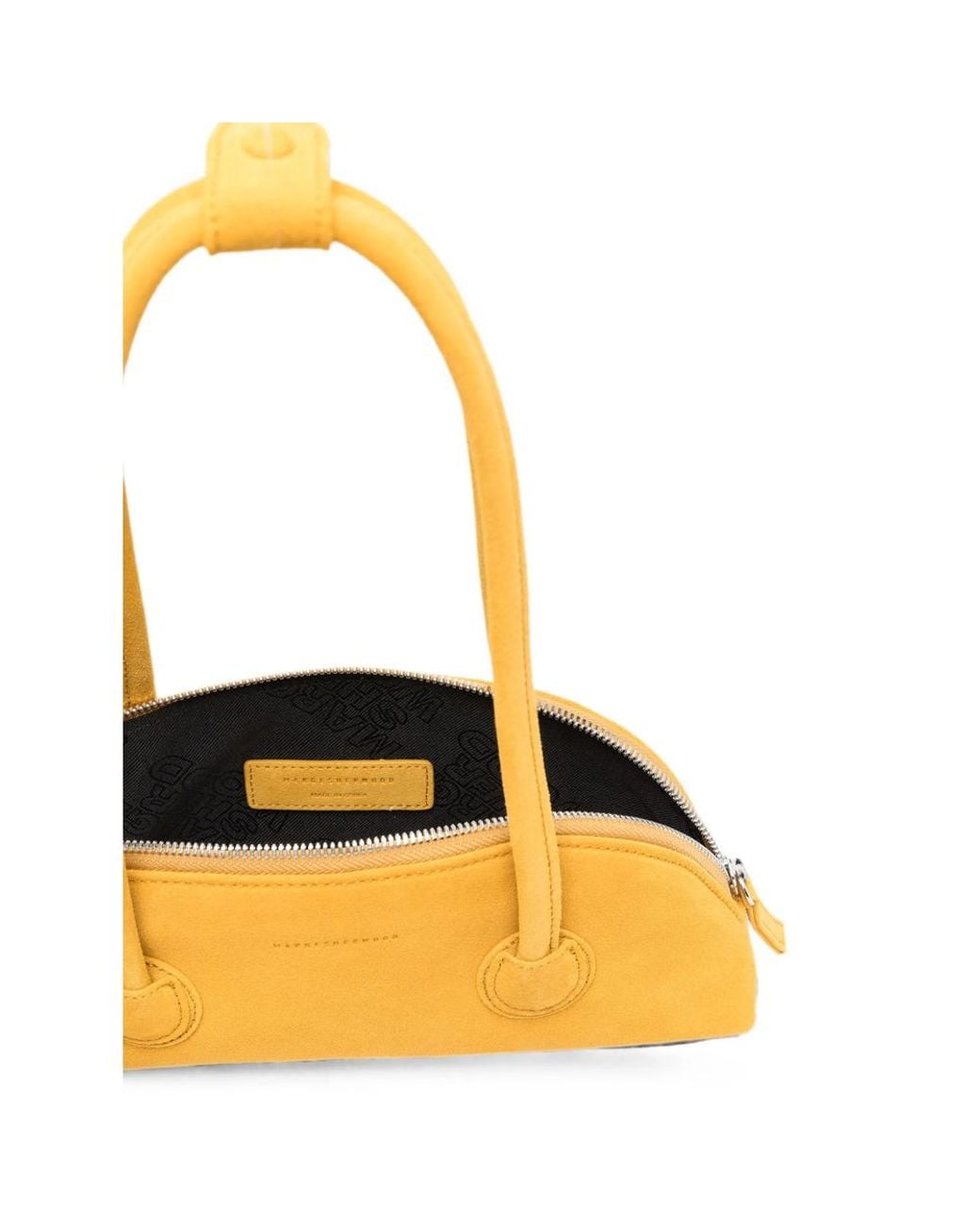 MARGE SHERWOOD Yellow Bessette Suede Half-Moon Tote Bag