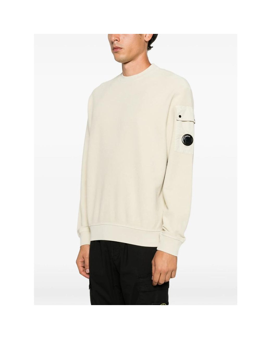 C P Company Natural C. P. Company Lens-Detail Sleeve-Pocket Sweatshirt for men
