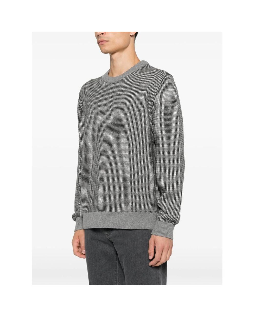 Calvin Klein Gray Waffle-Knit Crew-Neck Sweater for men