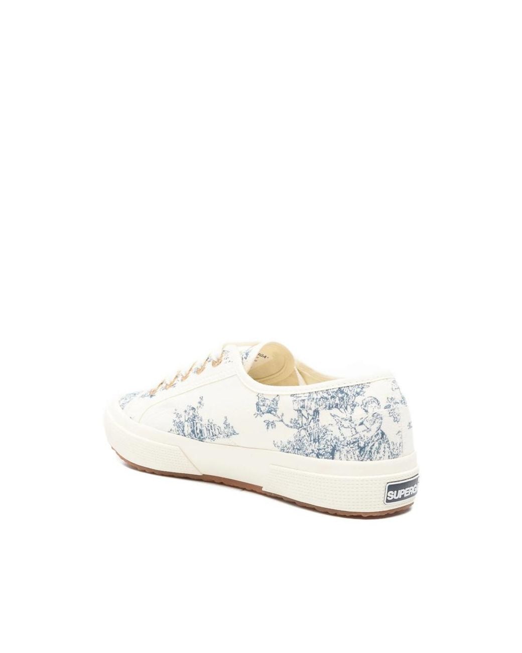 Superga White Toile De Jouy Printed Lace-Up Sneakers