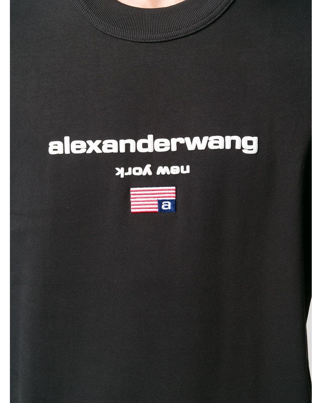 Alexander Wang Flag Detail Logo T-shirt in Black for Men Alexander Wang Flag Detail Logo T-shirt in Black for Men
