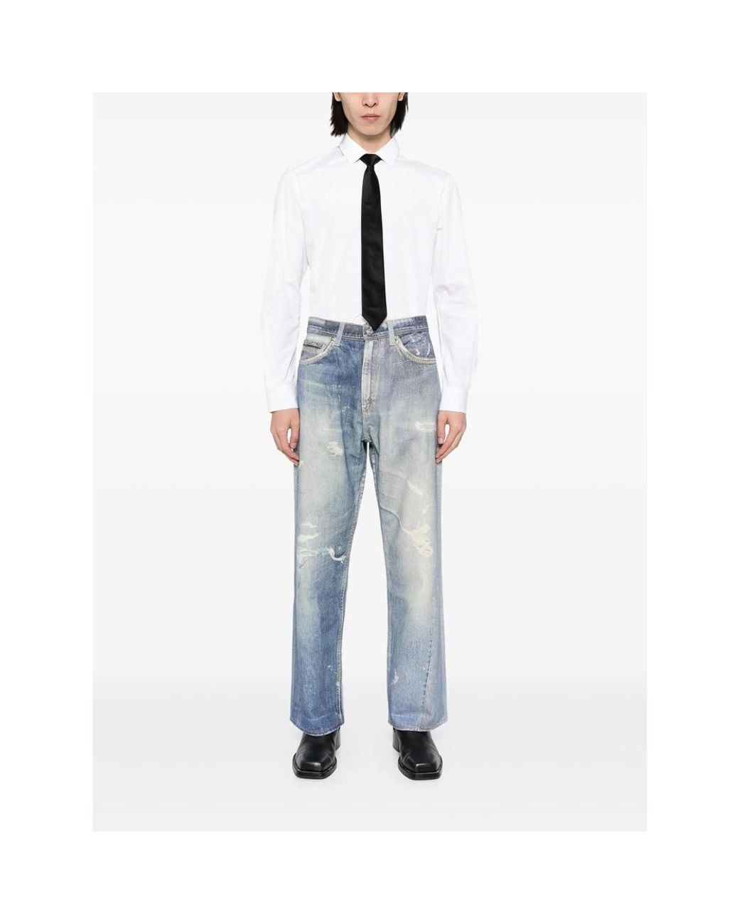 Our Legacy Blue Third Cut Distressed-Effect Denim-Print Jeans for men