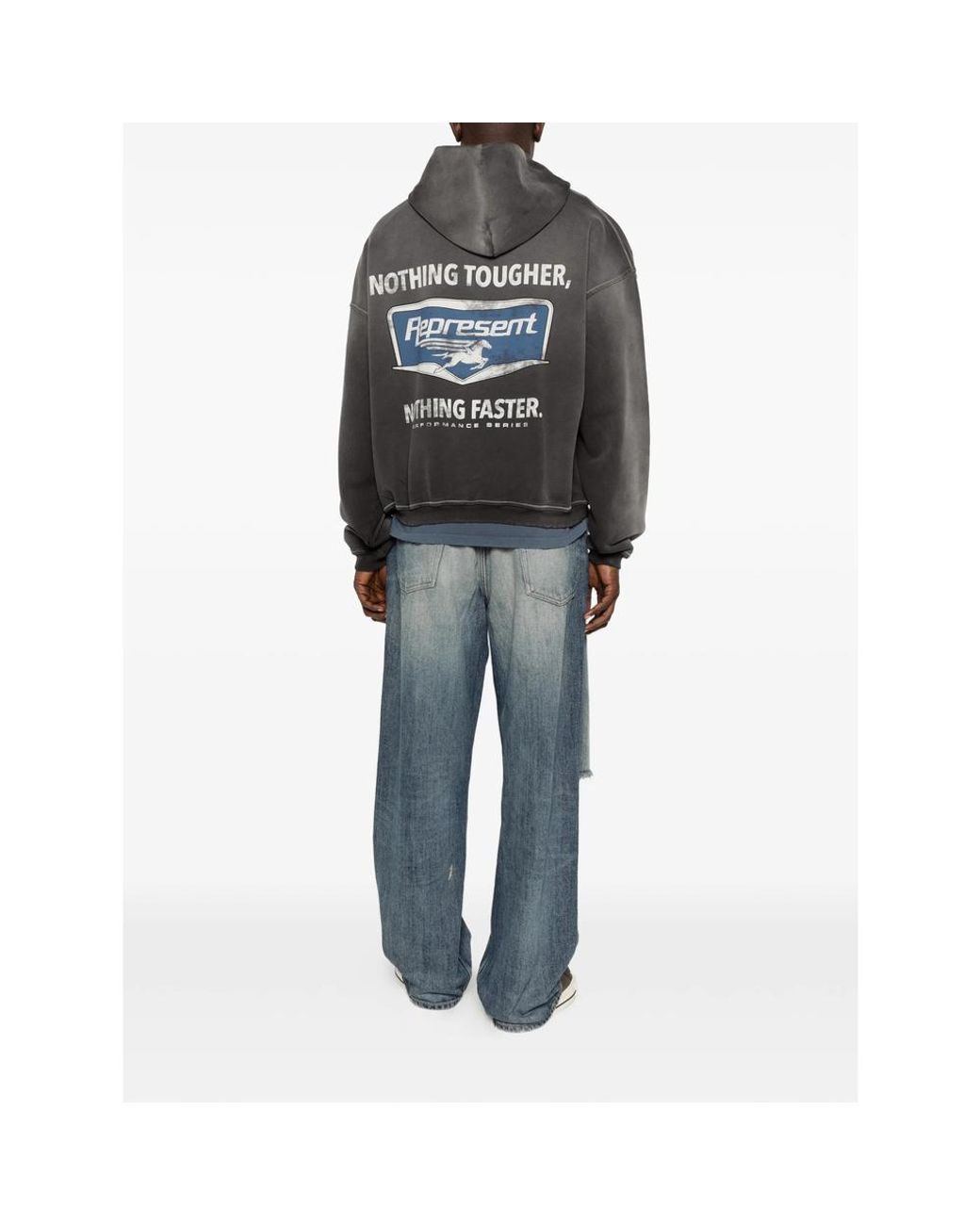 Represent Gray Logo-Print Hoodie for men