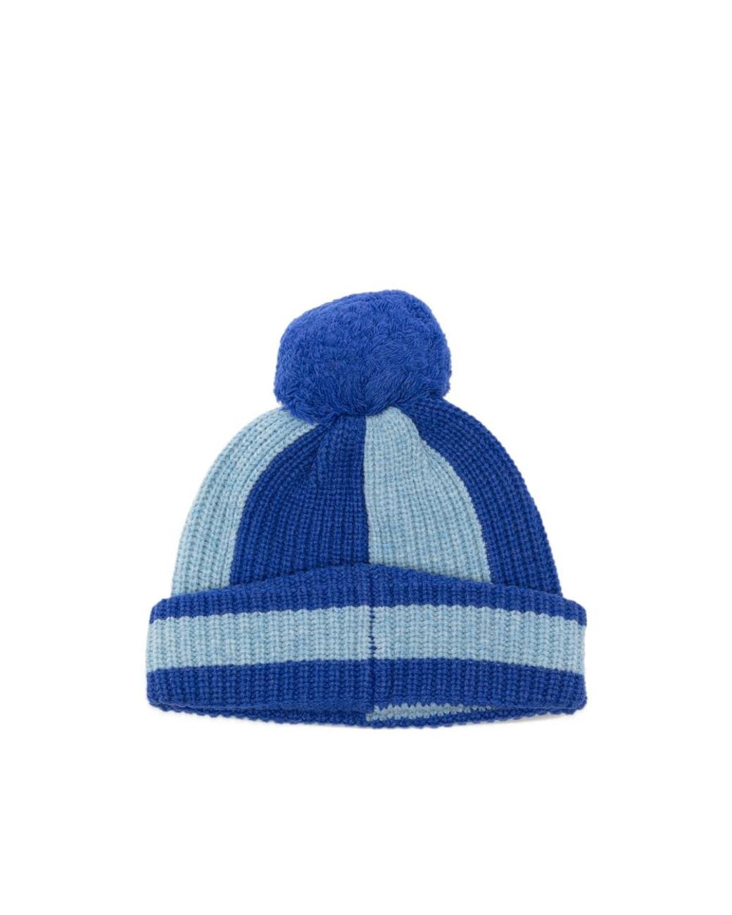 Charles Jeffrey Blue Striped Pompom Beanie Hat for men