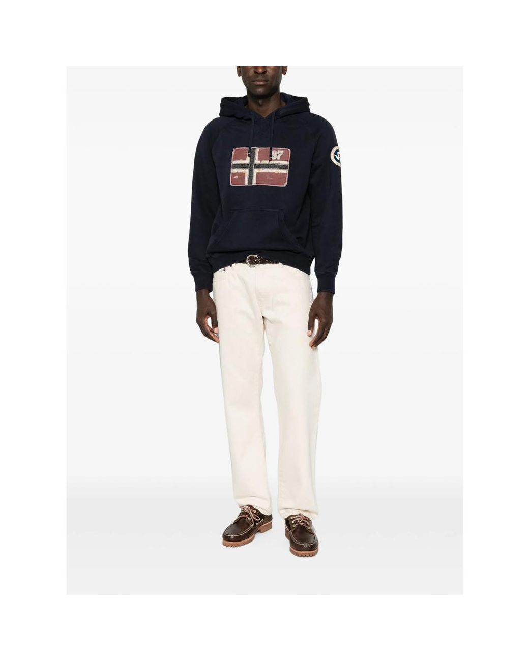 Napapijri Black B-Archive Logo-Patch Drawstring Hoodie for men