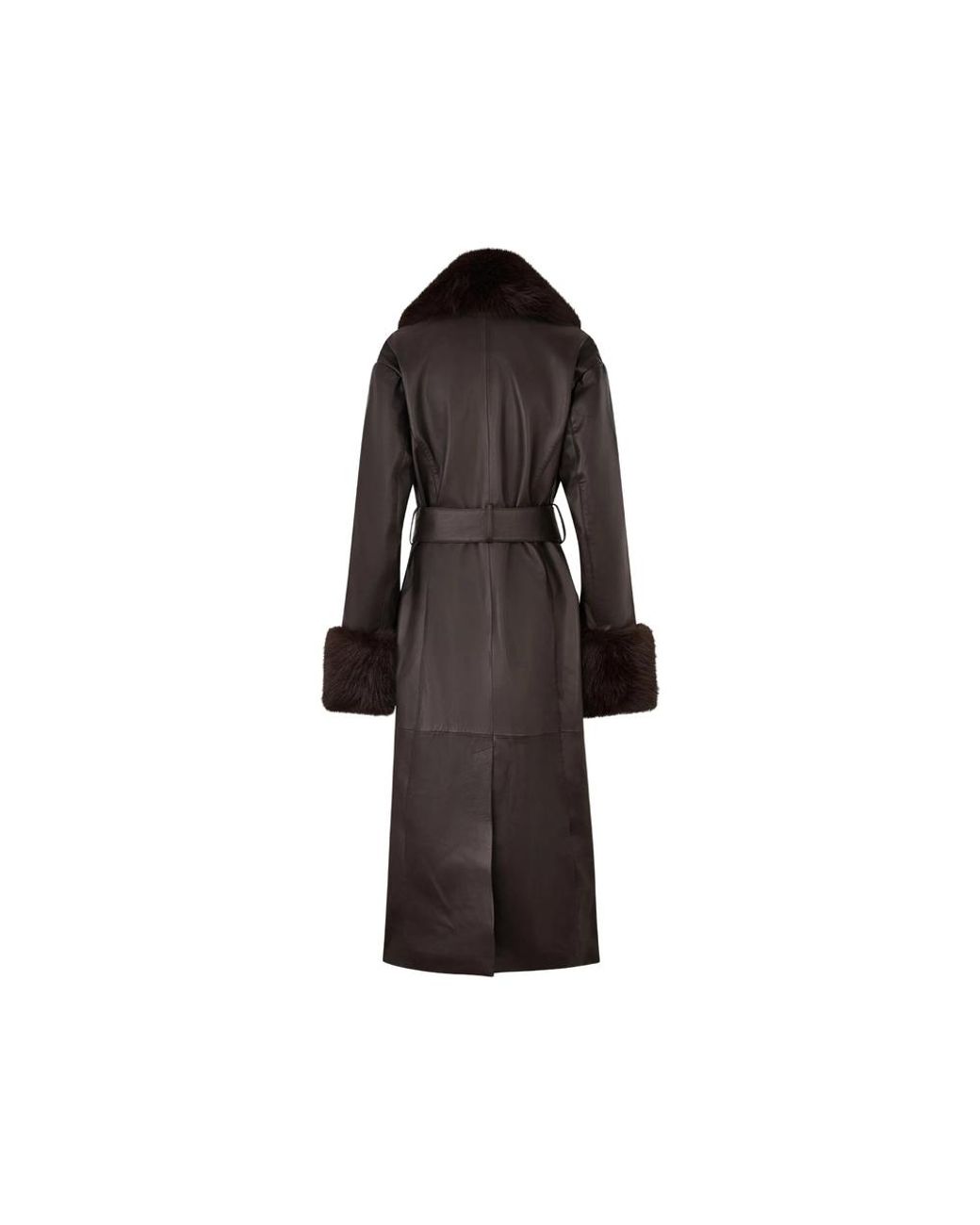 ROTATE BIRGER CHRISTENSEN Black Faux-Fur Collar Leather Coat