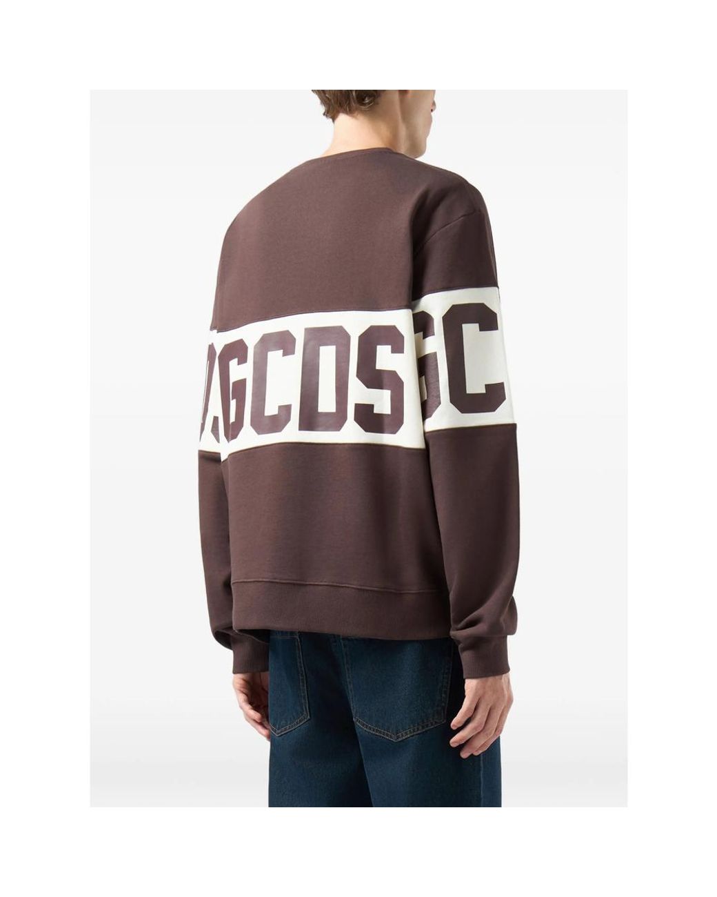 Gcds Brown Logo-Intarsia Crew-Neck Sweatshirt for men