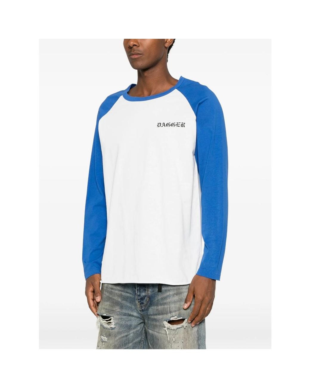 DAGGER Blue Logo-Print Raglan-Sleeve T-Shirt for men