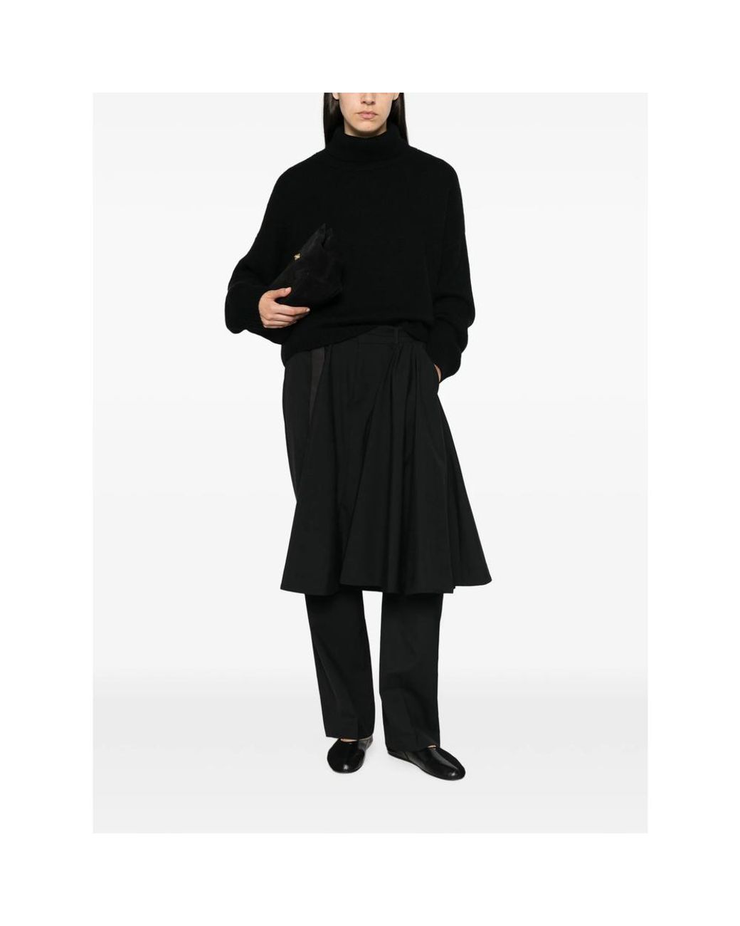 Lisa Yang Black Ribbed-Knit Roll-Neck Sweater