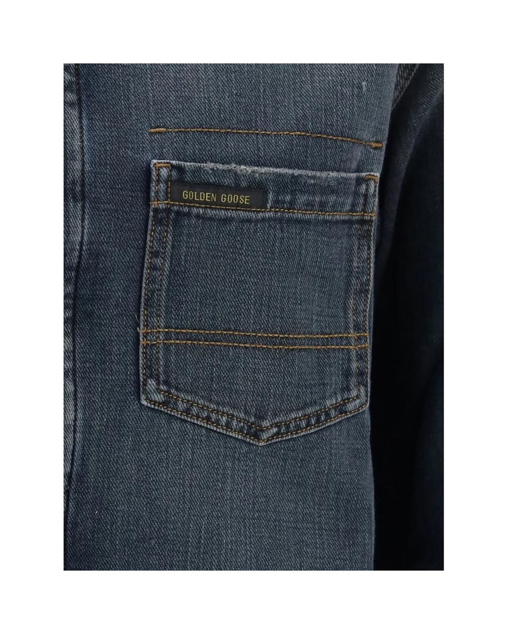Golden Goose Deluxe Brand Blue Patch-Pocket Denim Shirt for men