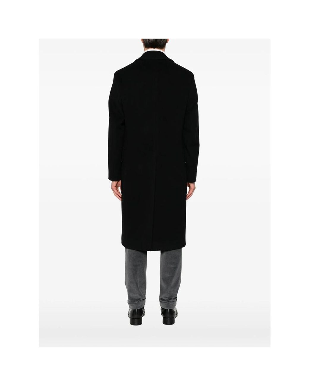 Lardini Black Notch-Lapel Double-Breasted Coat for men
