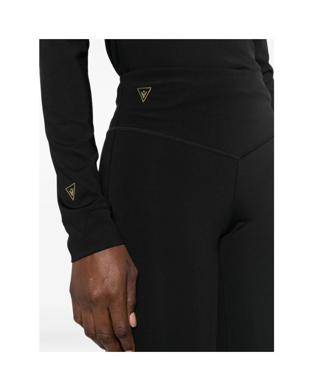 MACRON Black Logo-Patch Performance Leggings