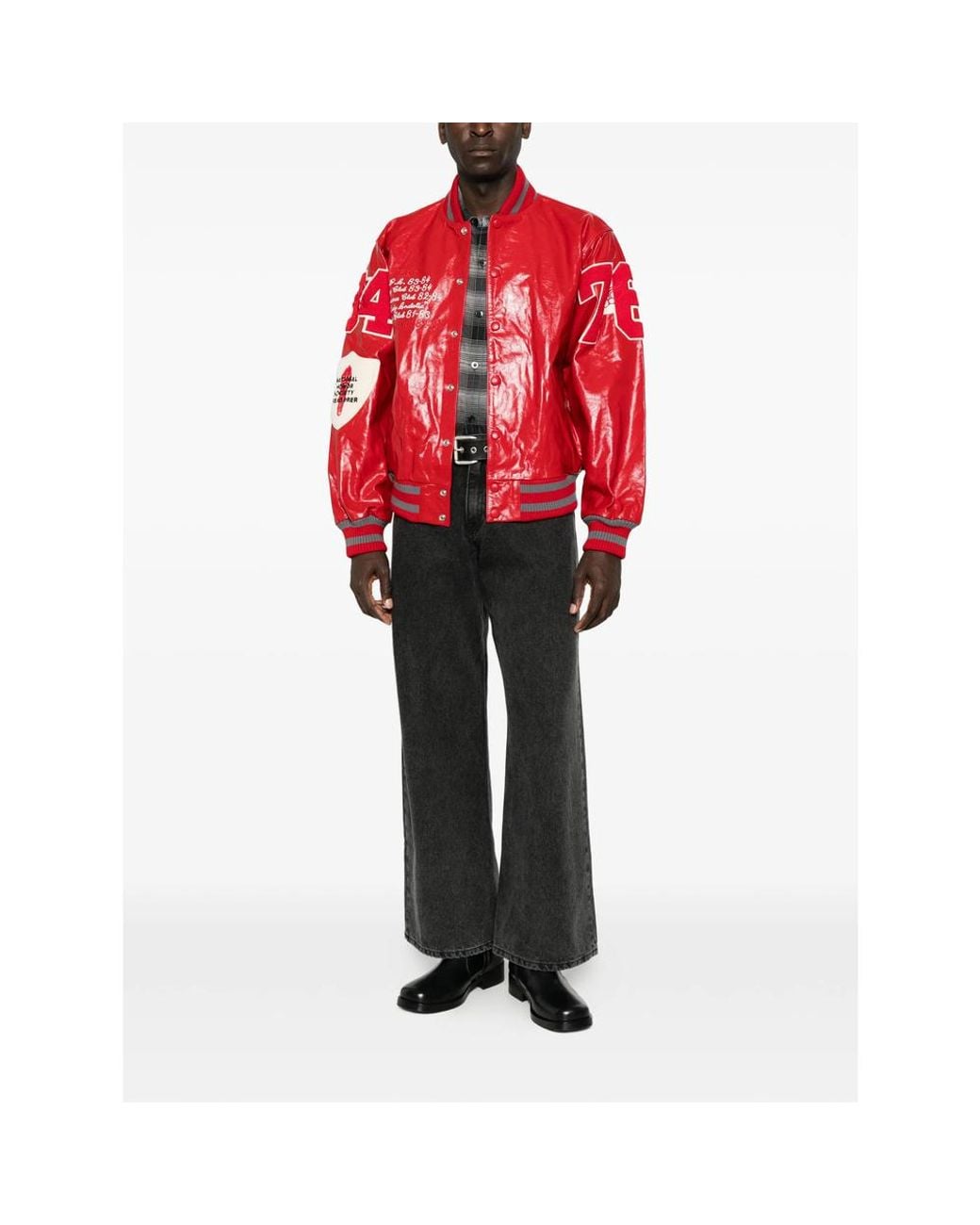 ERL Red Patch-Detail Varsity Jacket for men