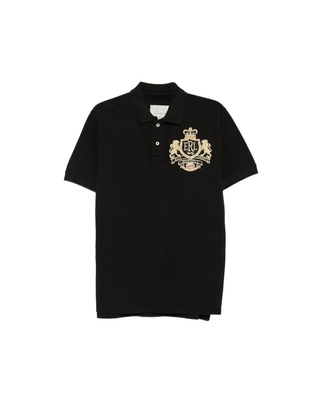ERL Black Crest-Embroidered Piqué Polo Shirt for men