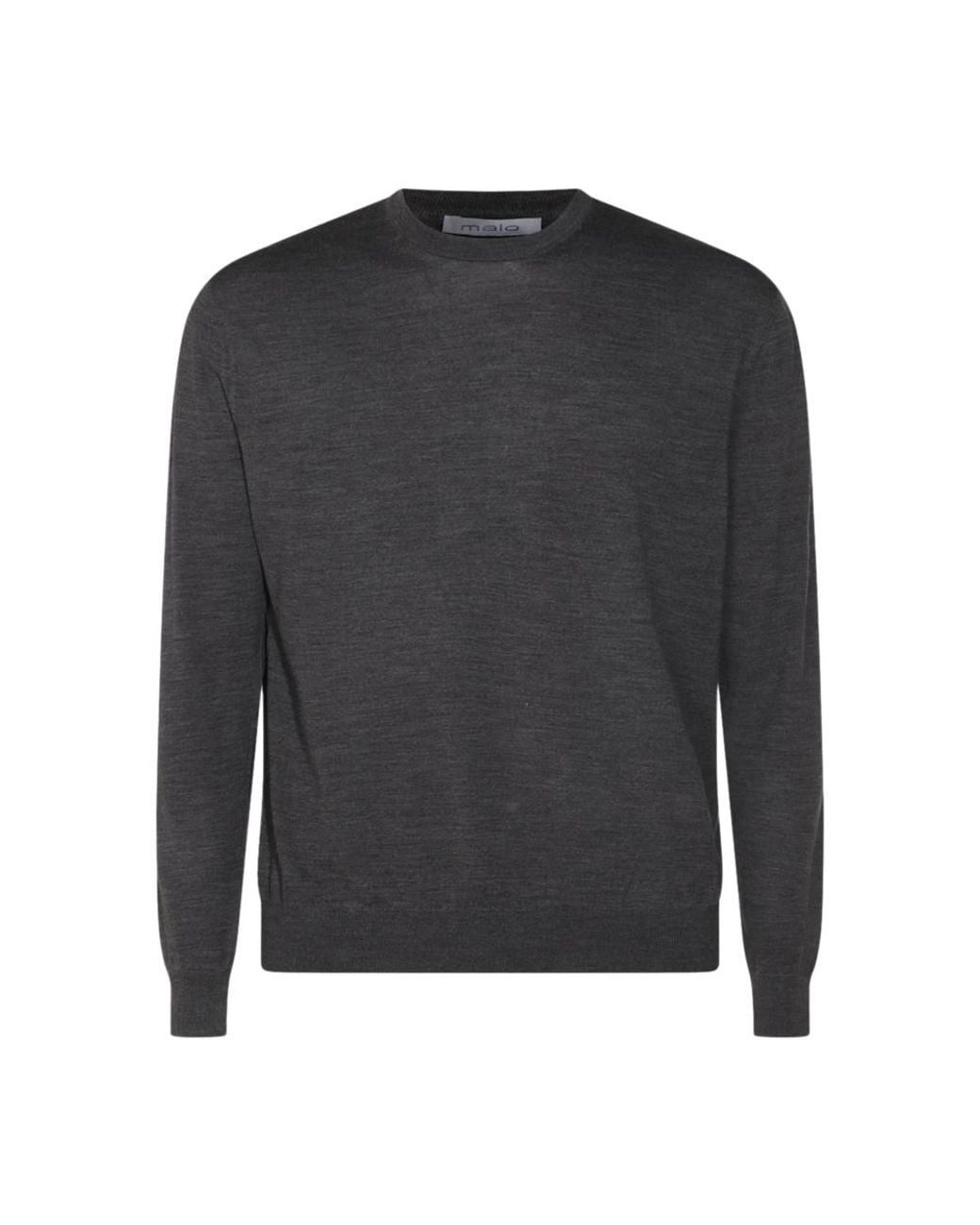Malo Gray Crew-Neck Wool Sweater for men