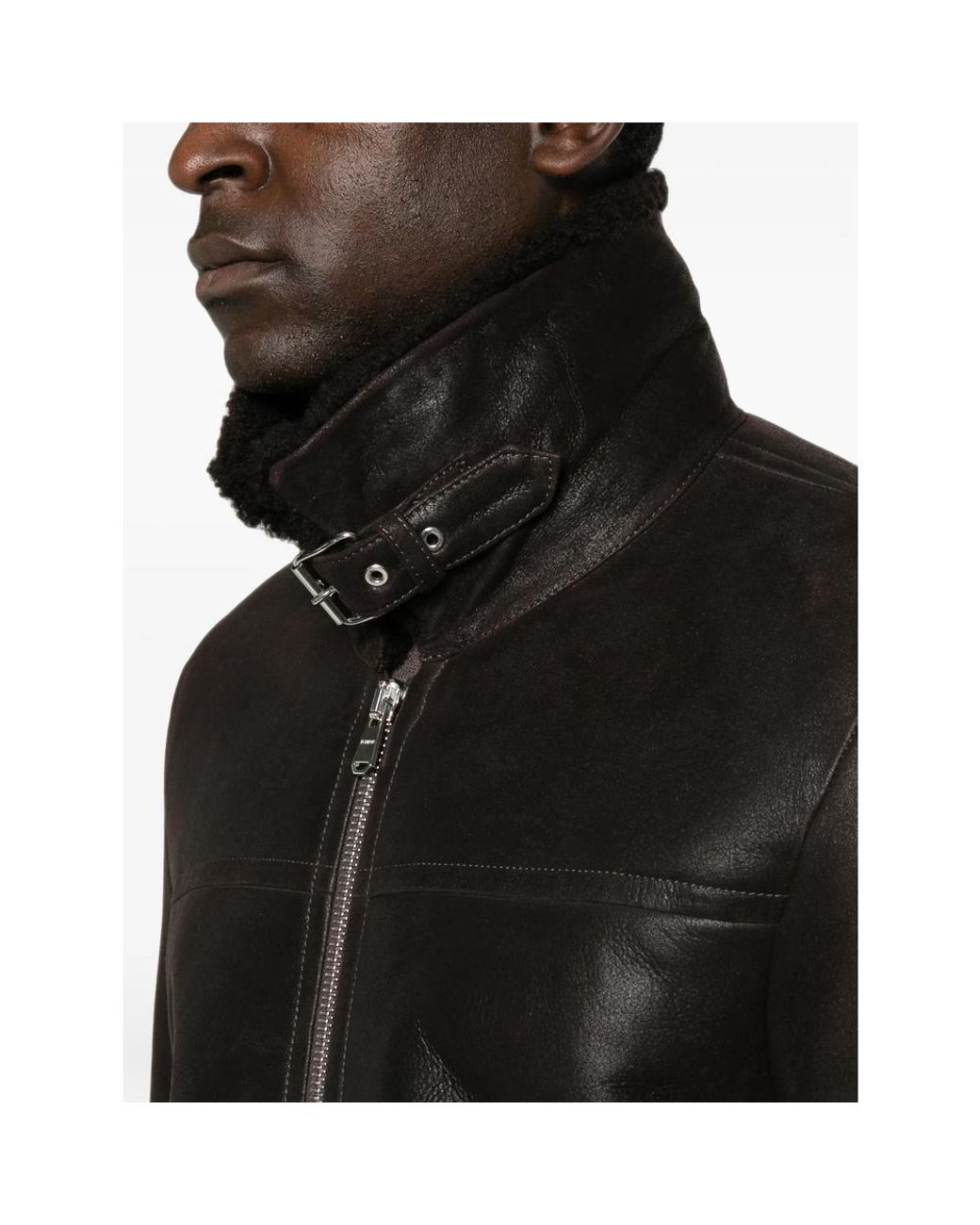 Dondup Black Leather Jacket for men