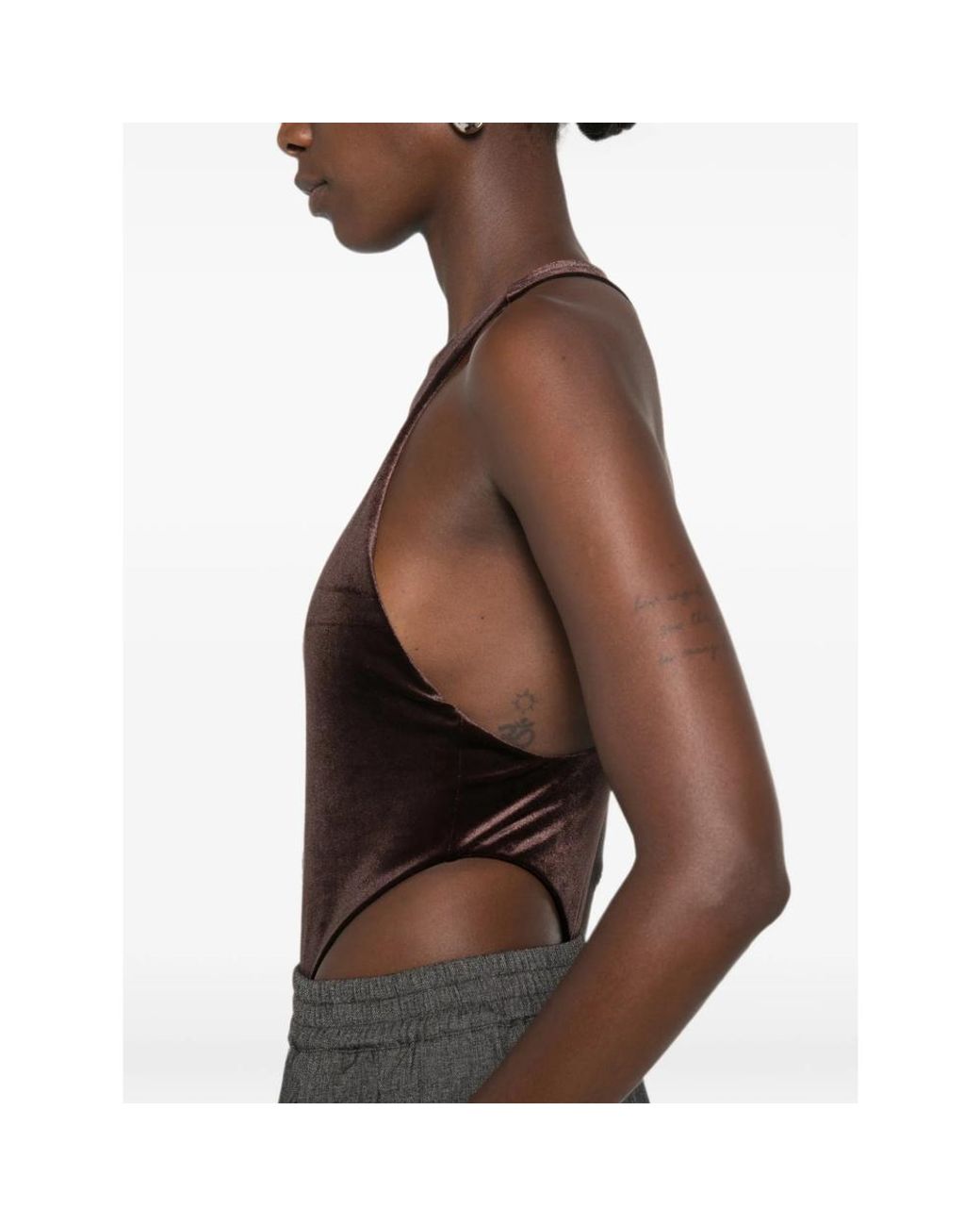ANDAMANE Brown Fonda Halterneck Bodysuit