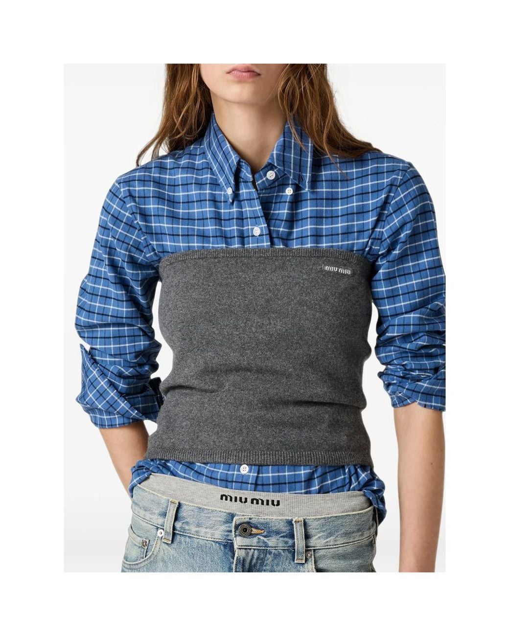Miu Miu Gray Cashmere Top