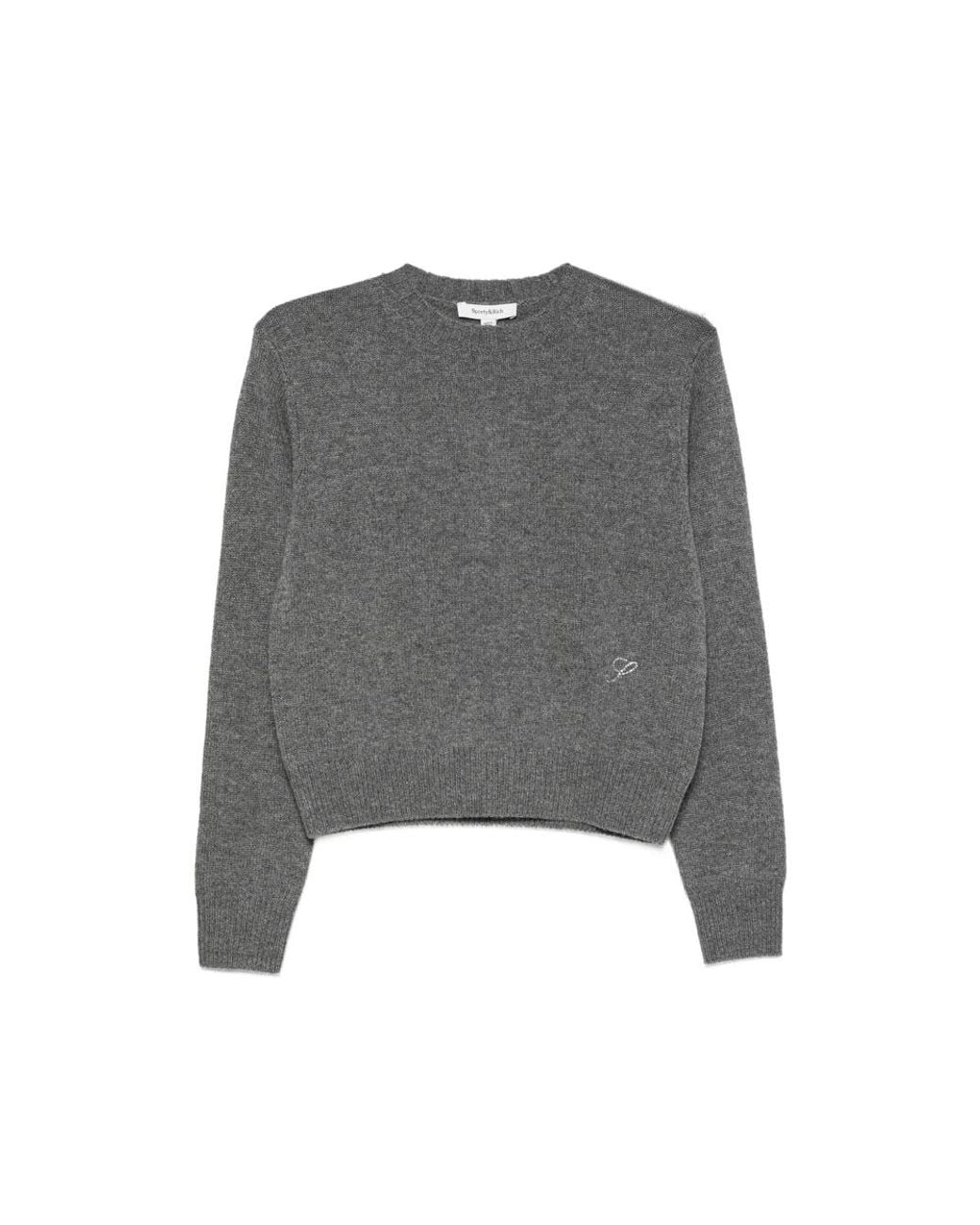 Sporty & Rich Gray Crystal-Embellished Sweater