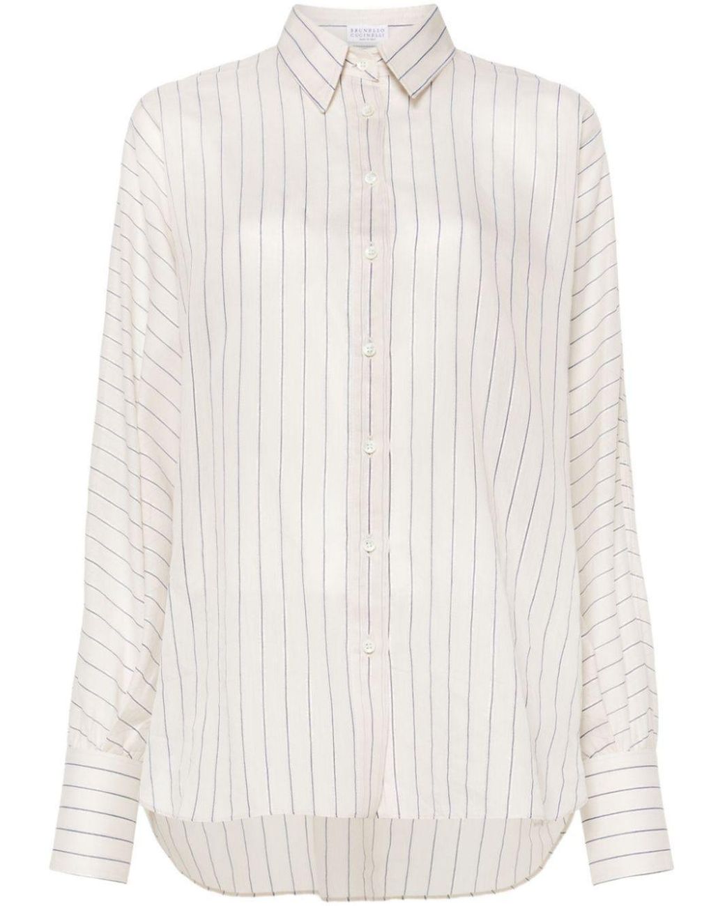 Brunello Cucinelli Monili-detail cotton-blend shirt - Neutrals