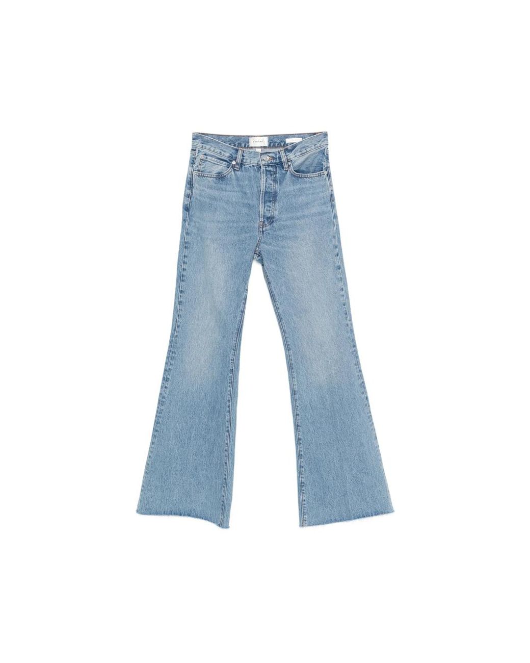 FRAME Blue The Lax Raw-Edge Wide-Leg Jeans