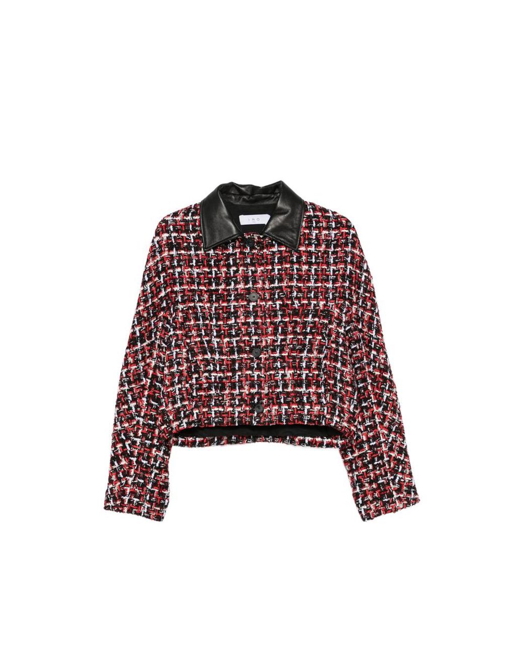 IRO Red Nuffy Tweed Leather-Collar Jacket