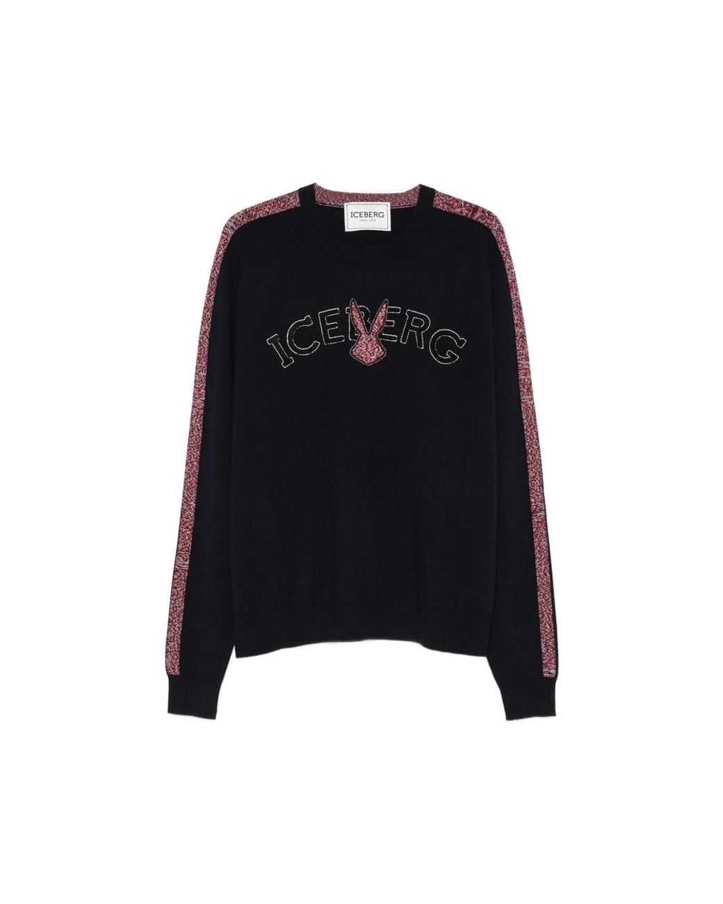Iceberg Black Logo-Embroidered Side-Stripe Sweater for men