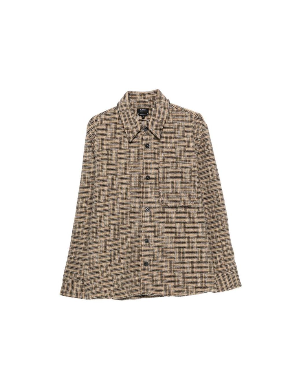 A.P.C. Brown A. P.C. Check-Pattern Button-Down Shirt for men