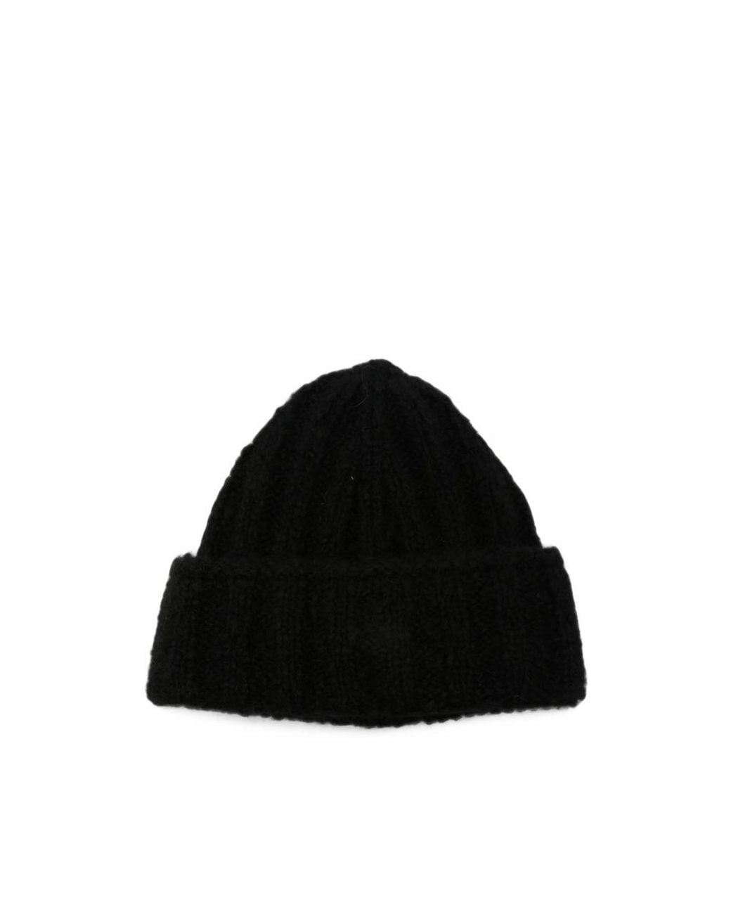 Roberto Collina Black Ribbed-Knit Beanie Hat for men