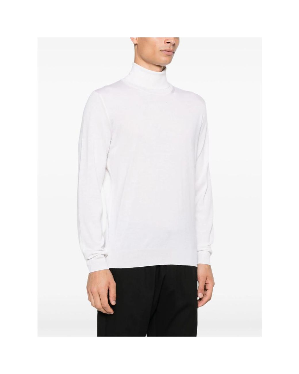 Fedeli White Roll-Neck Long-Sleeve Sweater for men