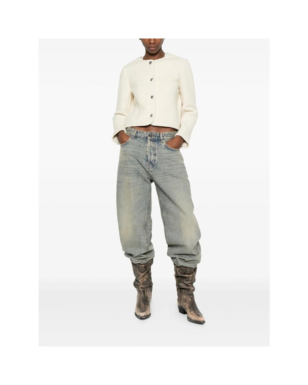 Haikure Gray Buttoned Jeans