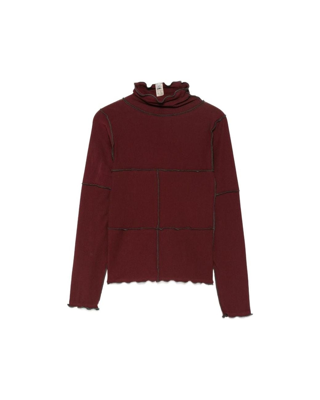 Baserange Purple Exposed-Seam Ribbed-Knit Top