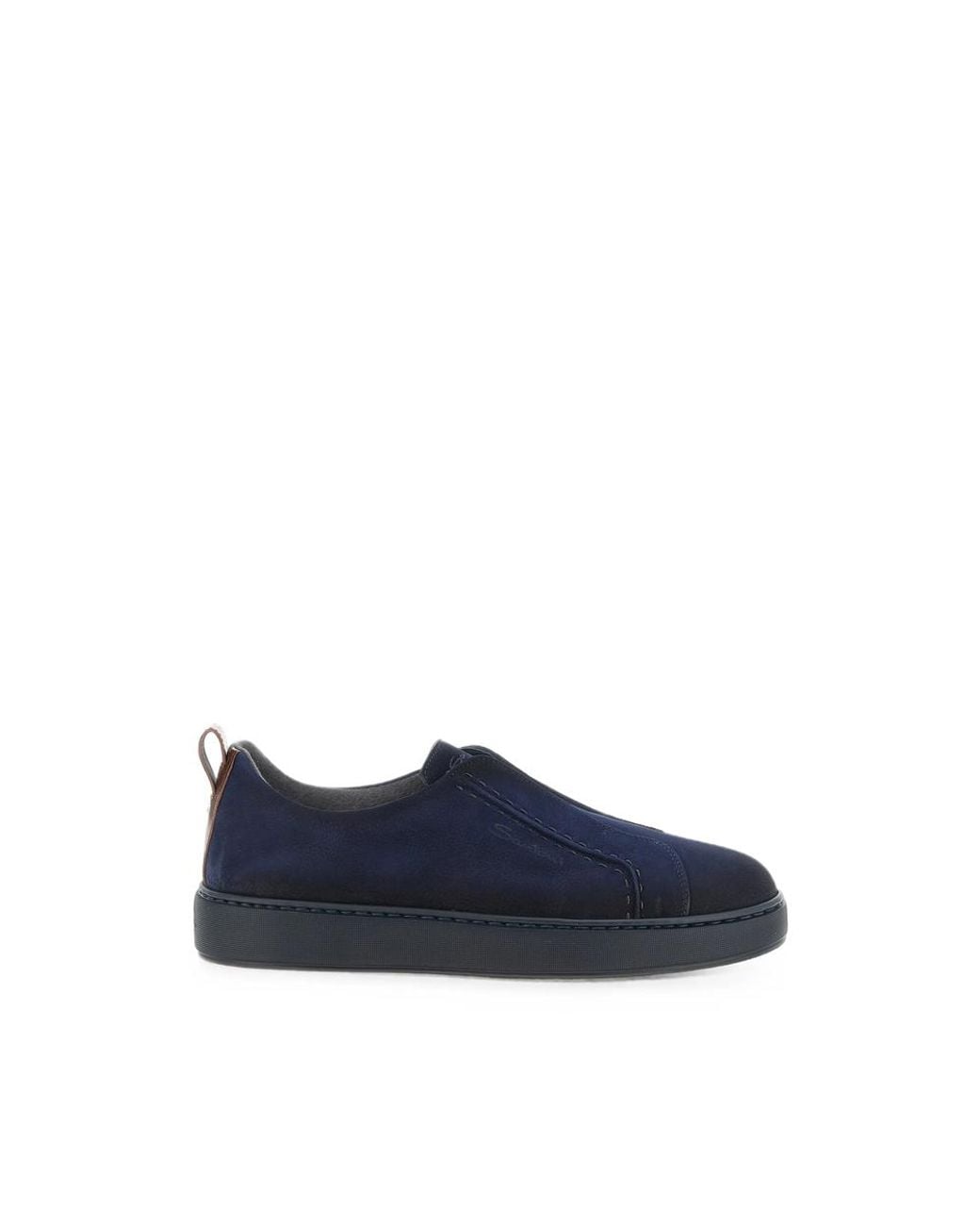 Santoni Blue Victory Leather Slip-On Sneakers for men