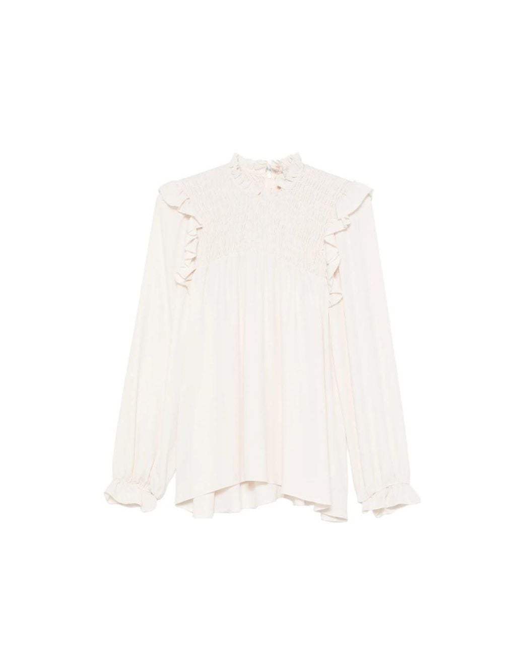 Forte_forte White Ruffled Smocked Blouse