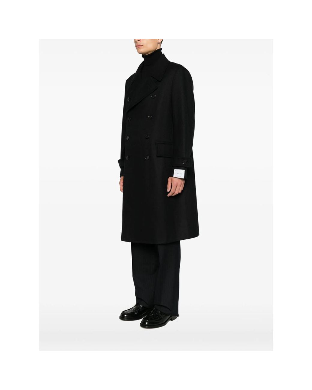 Caruso Black Corsaro Double-Breasted Coat for men