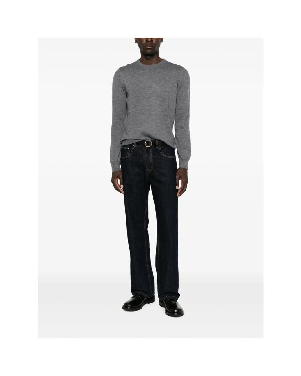 La Fileria Gray Crew-Neck Long-Sleeve Knit for men