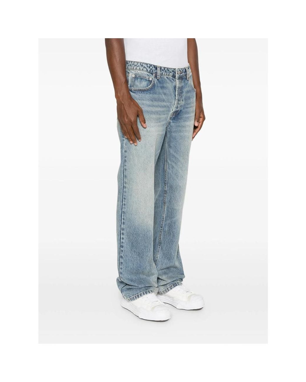 Cole Buxton Blue Faded Straight-Leg Jeans for men