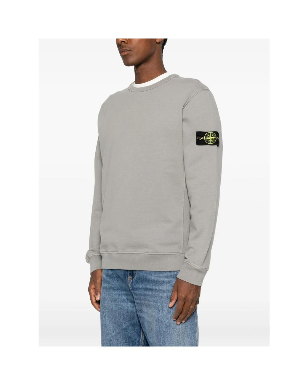 Stone Island Gray 6100049 Brushed Organic Cotton Fleece Sweatshirt for men